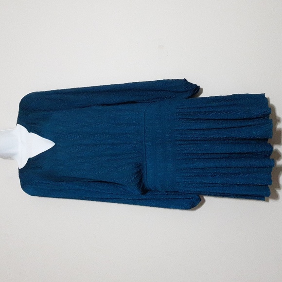 Current AIR anthropologie Elegant Teal Dress Women M Textured Babydoll Event Y2k - Picture 11 of 11